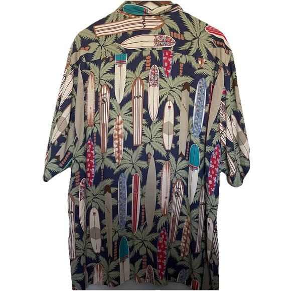 Vintage Reyn Spooner Hawaiian Shirt Size XL Longboards Palm Trees Vacation - Picture 2 of 5
